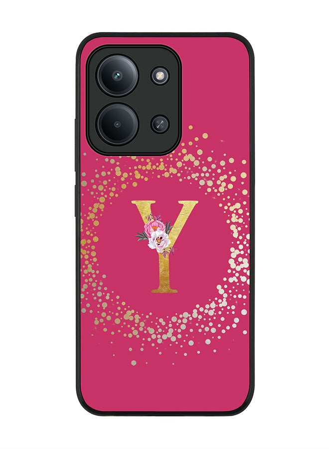 For Xiaomi Poco C85 4G Case,Slim fit Camera Protection, Shockproof Thin Phone cover  - Custom Monogram Floral - Y ( Deep Pink )